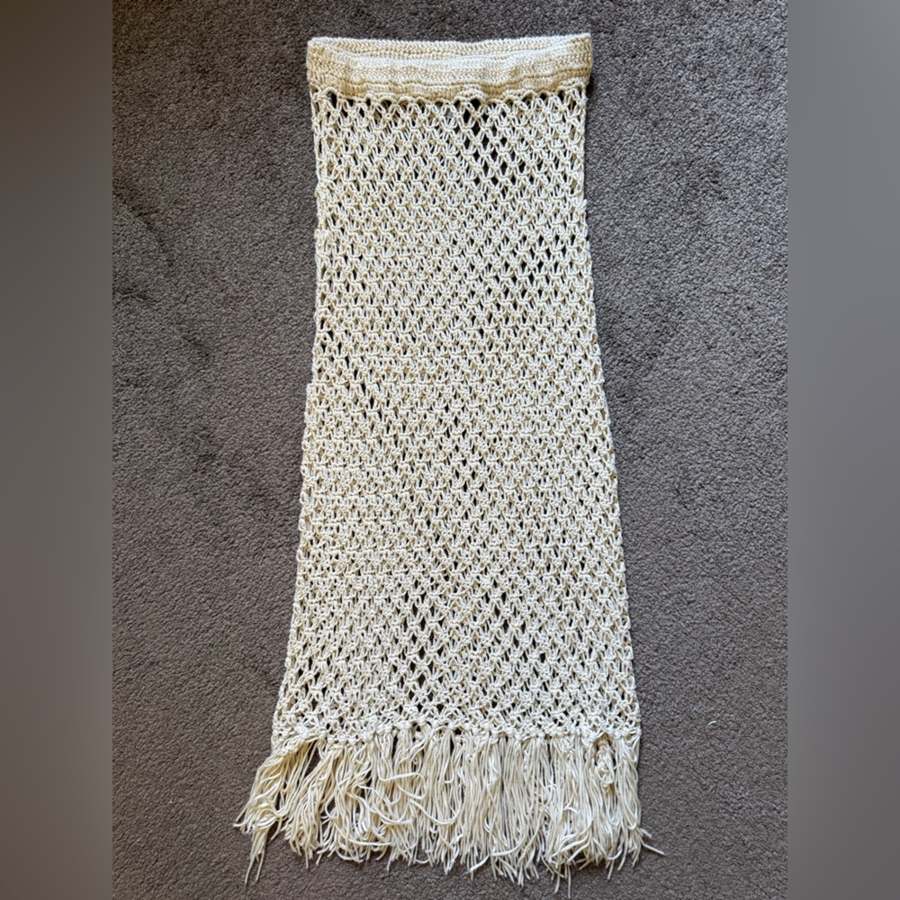 Lulu's Cream Crochet Skirt with Fringe